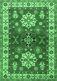 Geometric Emerald Green Traditional Rug, tr2718emgrn