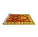 Sideview of Machine Washable Geometric Yellow Traditional Rug, wshtr2718yw