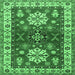 Square Geometric Emerald Green Traditional Rug, tr2718emgrn