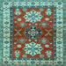 Square Machine Washable Geometric Light Blue Traditional Rug, wshtr2718lblu