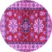 Round Machine Washable Geometric Purple Traditional Area Rugs, wshtr2718pur