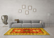 Machine Washable Geometric Yellow Traditional Rug in a Living Room, wshtr2718yw