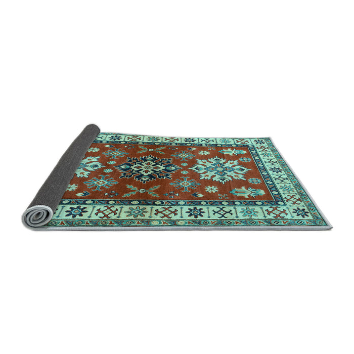Sideview of Geometric Light Blue Traditional Rug, tr2718lblu