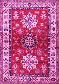 Geometric Pink Traditional Rug, tr2718pnk