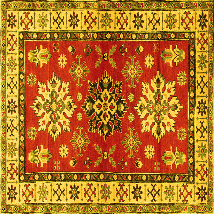 Square Geometric Yellow Traditional Rug, tr2718yw