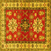 Square Geometric Yellow Traditional Rug, tr2718yw