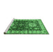 Sideview of Machine Washable Geometric Emerald Green Traditional Area Rugs, wshtr2718emgrn