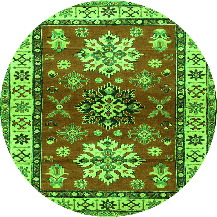 Square Geometric Green Traditional Rug, tr2718grn