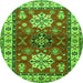 Square Geometric Green Traditional Rug, tr2718grn