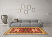 Machine Washable Geometric Brown Traditional Rug in a Living Room,, wshtr2718brn