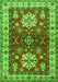 Serging Thickness of Machine Washable Geometric Green Traditional Area Rugs, wshtr2718grn
