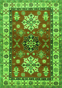 Geometric Green Traditional Rug, tr2718grn