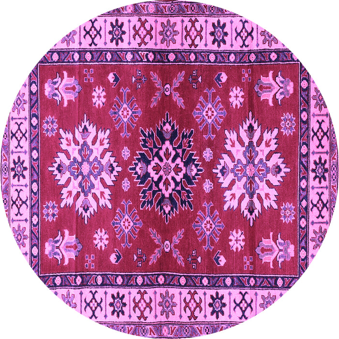 Round Geometric Purple Traditional Rug, tr2718pur