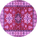 Round Geometric Purple Traditional Rug, tr2718pur