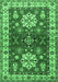 Machine Washable Geometric Emerald Green Traditional Area Rugs, wshtr2718emgrn