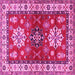 Square Geometric Pink Traditional Rug, tr2718pnk