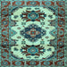 Square Geometric Light Blue Traditional Rug, tr2719lblu