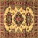 Square Geometric Brown Traditional Rug, tr2719brn