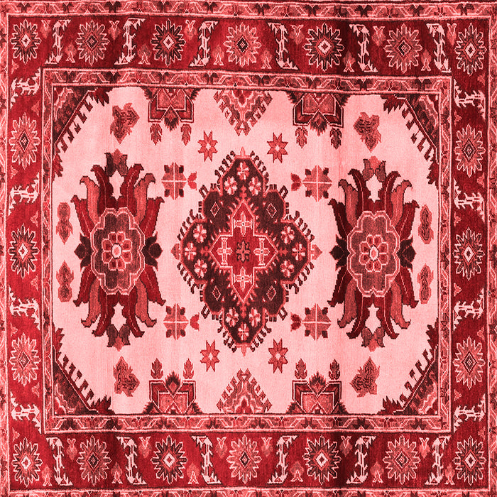 Machine Washable Geometric Red Traditional Rug, wshtr2719red