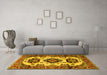 Machine Washable Geometric Yellow Traditional Rug in a Living Room, wshtr2719yw