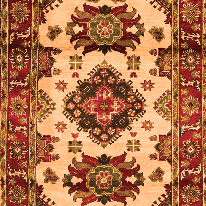 Serging Thickness of Machine Washable Geometric Orange Traditional Area Rugs, wshtr2719org