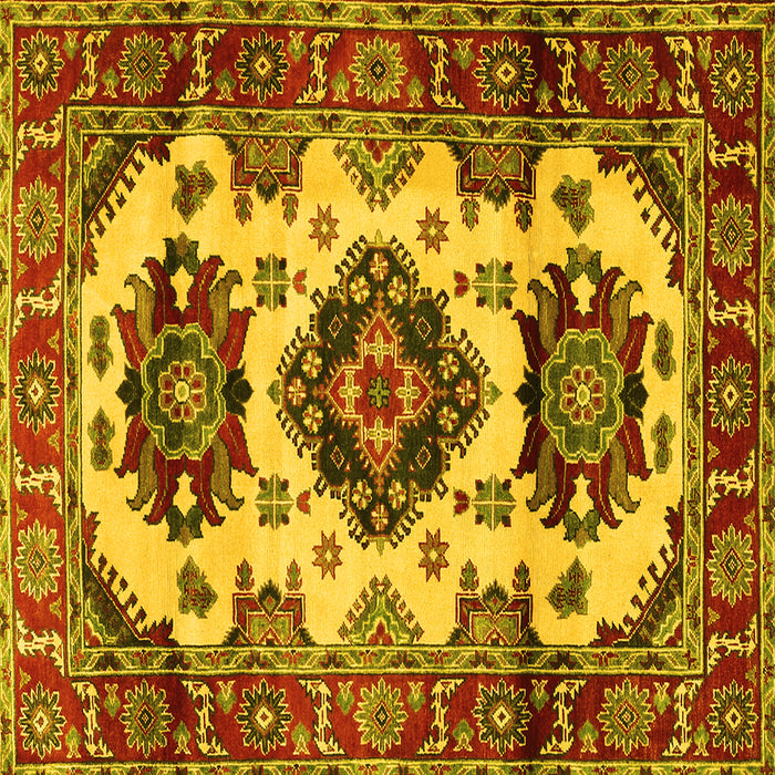 Square Geometric Yellow Traditional Rug, tr2719yw