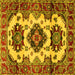 Square Geometric Yellow Traditional Rug, tr2719yw