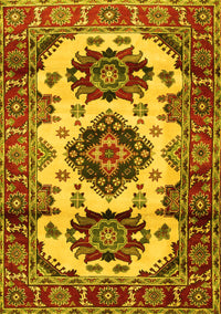 Geometric Yellow Traditional Rug, tr2719yw