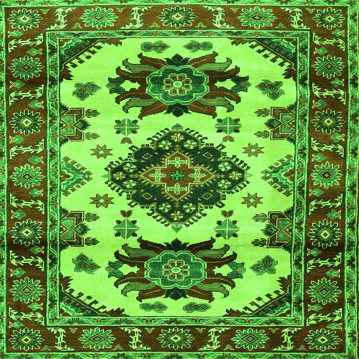 Serging Thickness of Geometric Green Traditional Rug, tr2719grn