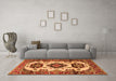 Machine Washable Geometric Orange Traditional Area Rugs in a Living Room, wshtr2719org