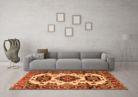 Machine Washable Geometric Orange Traditional Rug, wshtr2719org