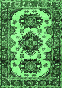 Geometric Emerald Green Traditional Rug, tr2719emgrn