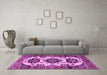 Machine Washable Geometric Purple Traditional Area Rugs in a Living Room, wshtr2719pur