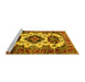 Sideview of Machine Washable Geometric Yellow Traditional Rug, wshtr2719yw