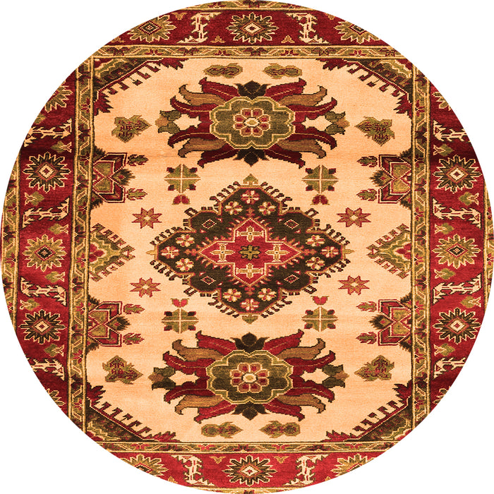 Square Geometric Orange Traditional Rug, tr2719org