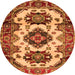 Square Geometric Orange Traditional Rug, tr2719org