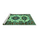 Sideview of Machine Washable Geometric Turquoise Traditional Area Rugs, wshtr2719turq