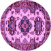 Round Geometric Purple Traditional Rug, tr2719pur