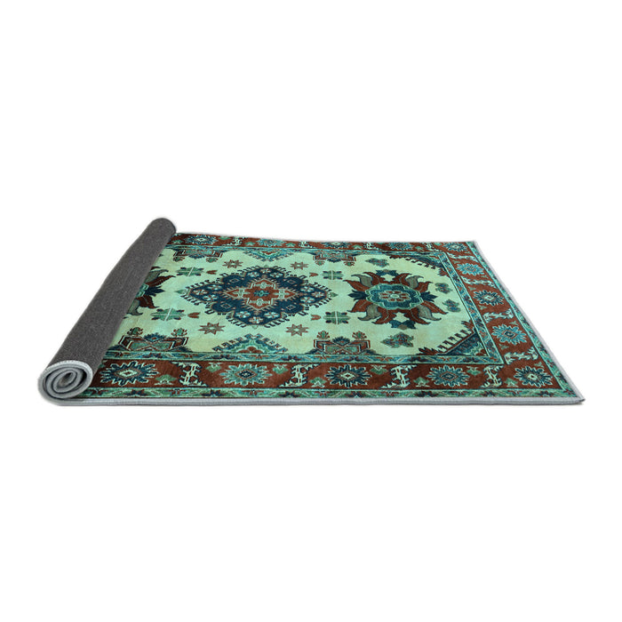 Sideview of Geometric Light Blue Traditional Rug, tr2719lblu
