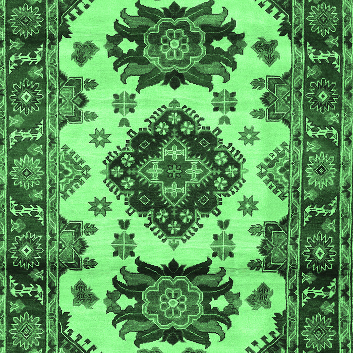 Machine Washable Geometric Emerald Green Traditional Area Rugs, wshtr2719emgrn