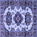 Square Machine Washable Geometric Blue Traditional Rug, wshtr2719blu
