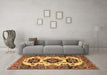 Machine Washable Geometric Brown Traditional Rug in a Living Room,, wshtr2719brn