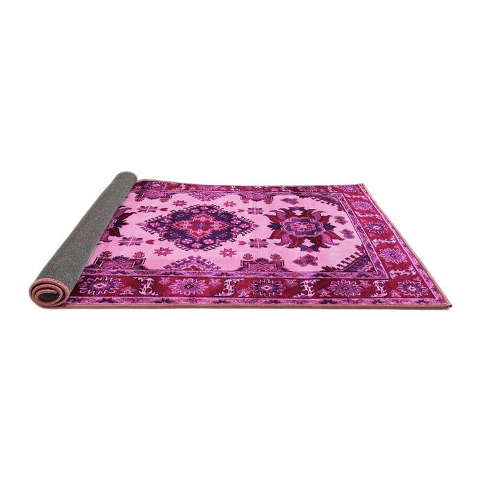 Sideview of Geometric Pink Traditional Rug, tr2719pnk