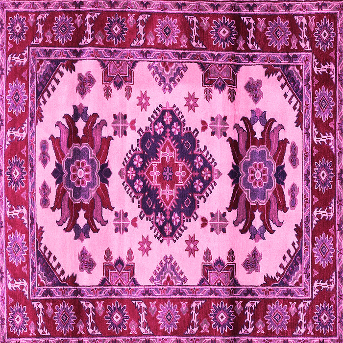 Square Machine Washable Geometric Pink Traditional Rug, wshtr2719pnk
