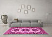 Machine Washable Geometric Pink Traditional Rug in a Living Room, wshtr2719pnk