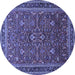 Round Machine Washable Persian Blue Traditional Rug, wshtr271blu