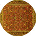 Round Machine Washable Persian Yellow Traditional Rug, wshtr271yw