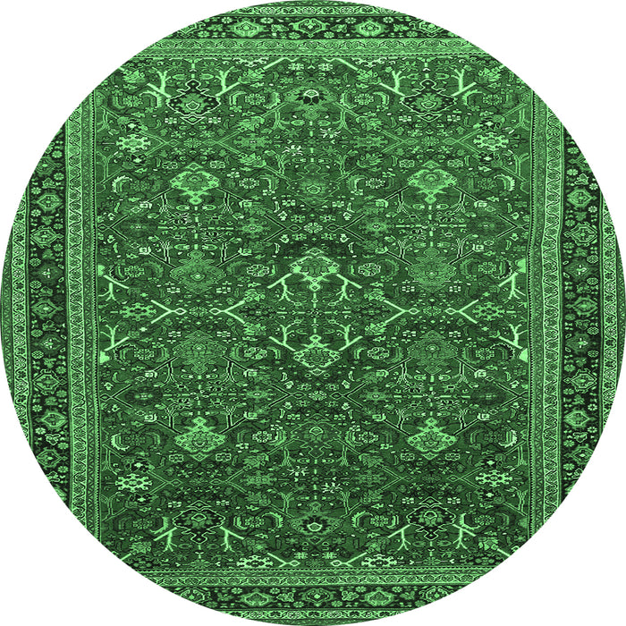 Round Persian Emerald Green Traditional Rug, tr271emgrn
