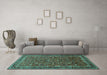 Machine Washable Persian Turquoise Traditional Area Rugs in a Living Room,, wshtr271turq