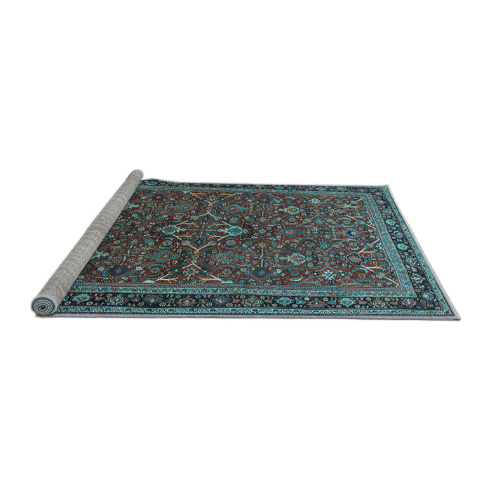 Sideview of Machine Washable Persian Light Blue Traditional Rug, wshtr271lblu